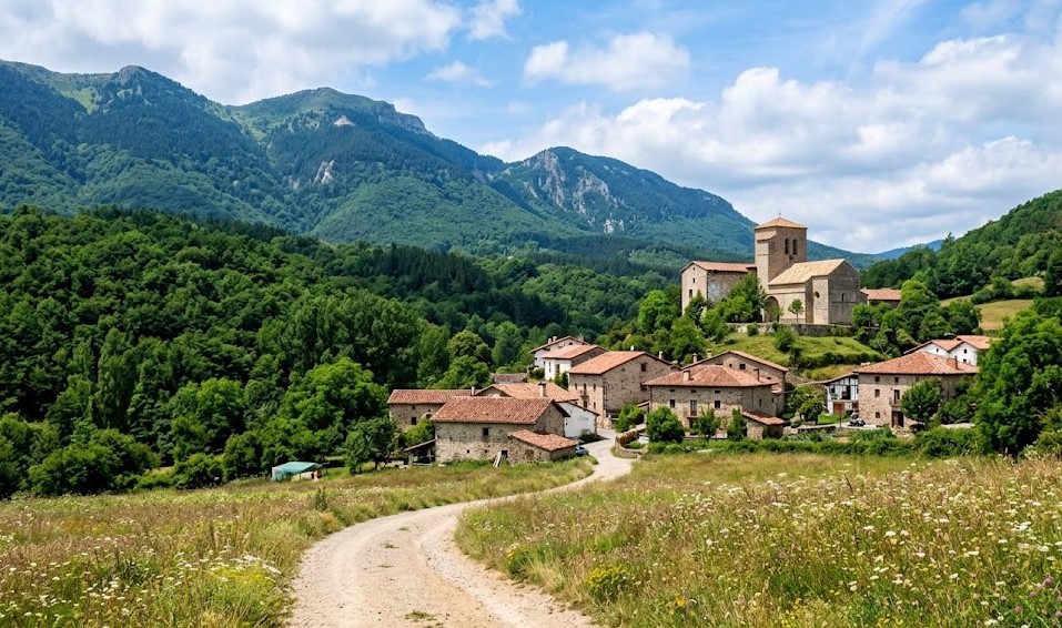 Vistas de Zabaldika, su entorno natural en el Valle de Esteribar y el Camino de Santiago